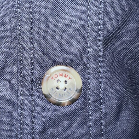 Tommy Hilfiger Battle Jacket with Chenille Logo, Size M Blue Patch Shirt - Picture 6 of 7